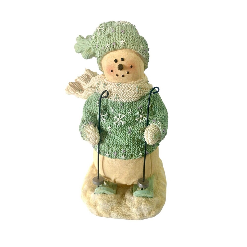 Skiing Snowman Heather Hykes Artisan Flair Figurine 6 inch Plum Pudding VTG